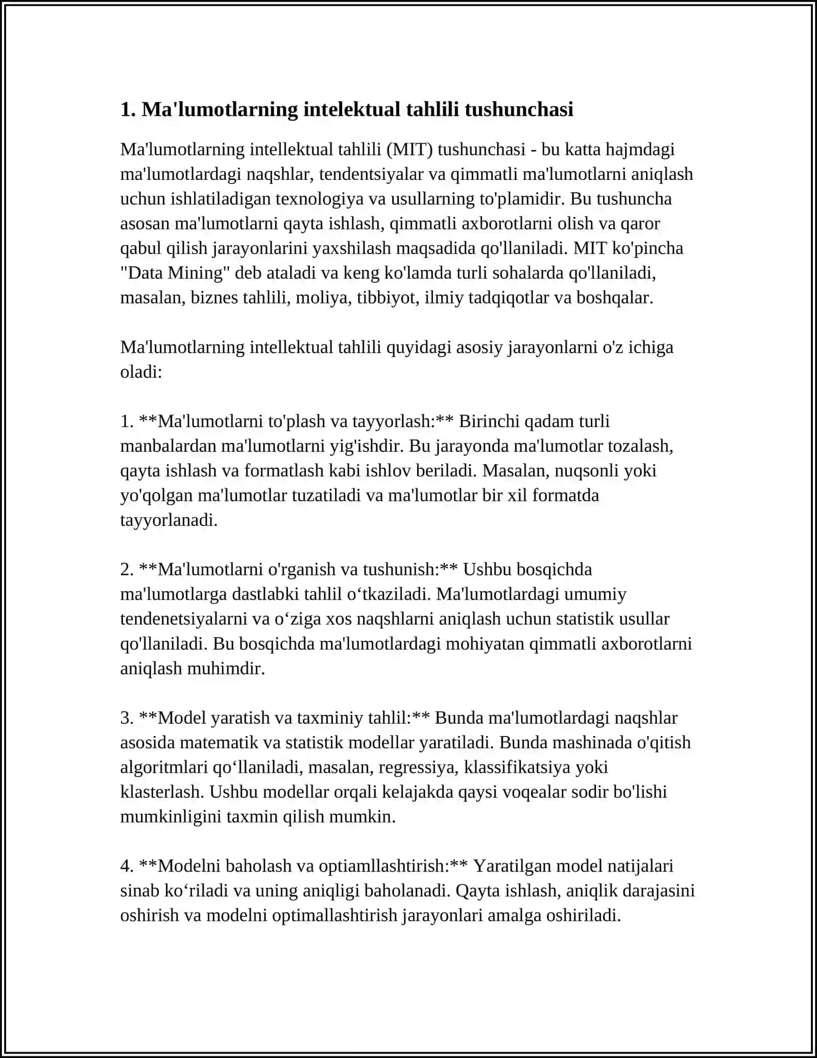 MA'LUMOTLARNING INTELEKTUAL TAXLIL BOSQICHLARI VA ASOSIY G'OYALARI 3