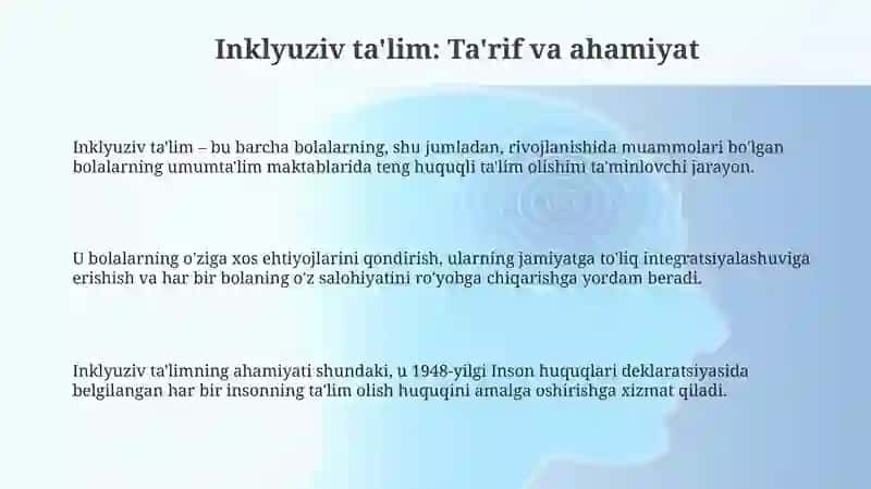 Inklyuziv ta'lim: Ta'rif va ahamiyat 3