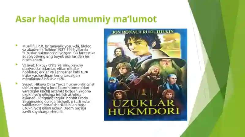 ‘‘LORD OF THE RINGS’’ ASARIDAGI BA’ZI FRAZALI BIRLIKLARNI O’ZBEK TILIGA O’GIRISHNING LEKSIK-SEMANTIKMUAMMOLARI 3