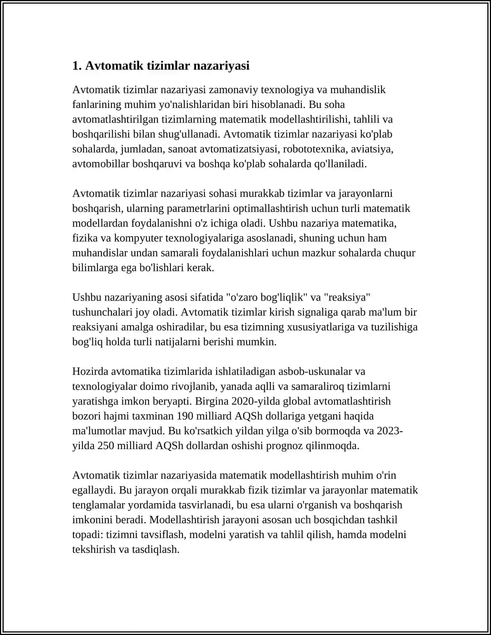 MUSTAQIL ISH Mavzu: AVTOMATIK QURILMALAR 3
