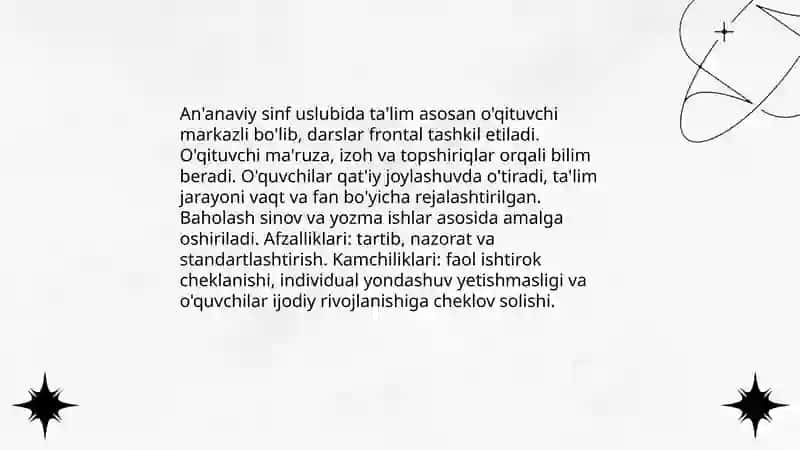 An'anaviy sinf uslubida ta'lim 3