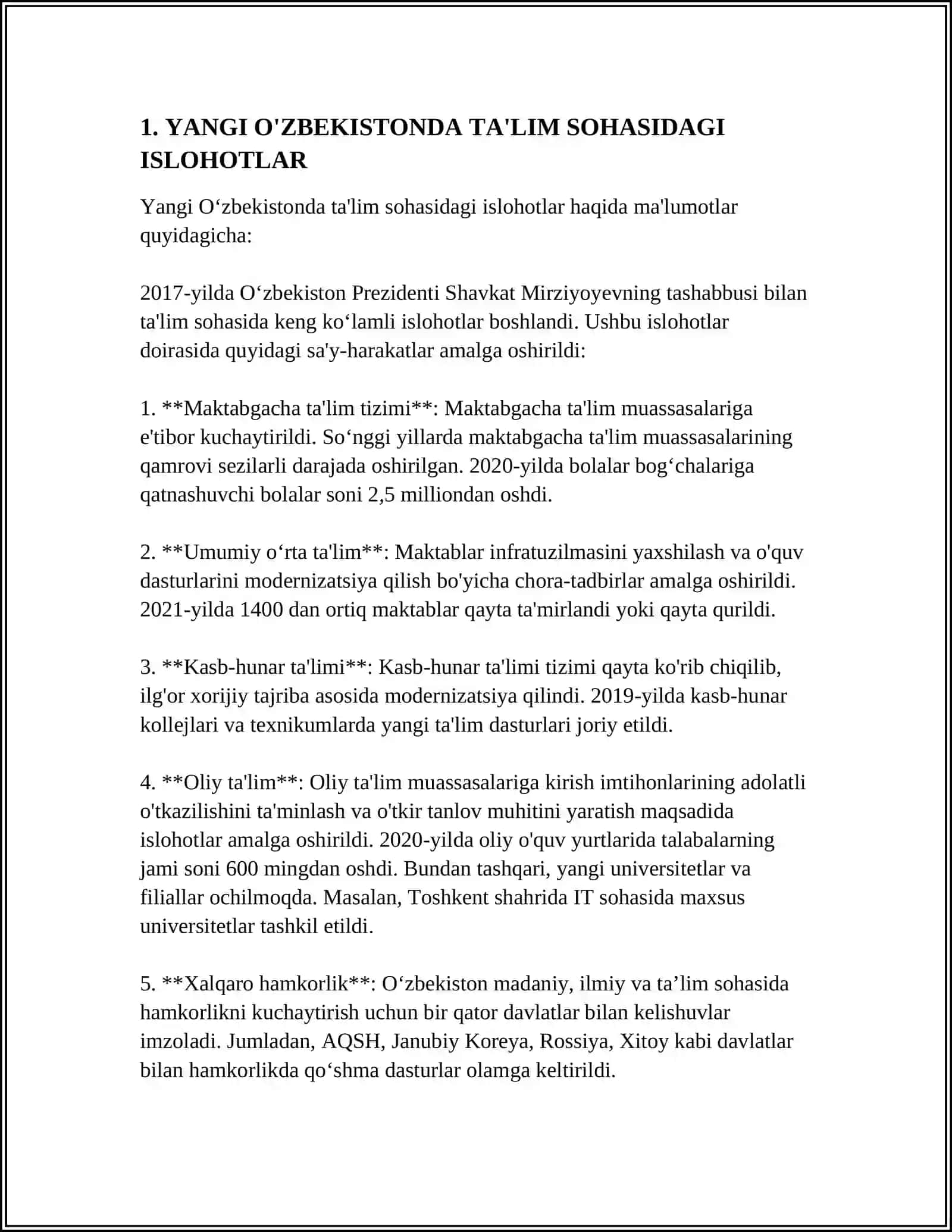 YANGI O'ZBEKISTONDA AMALGA OSHIRILAYOTGAN MANAVIY O'ZGARISHLAR 3