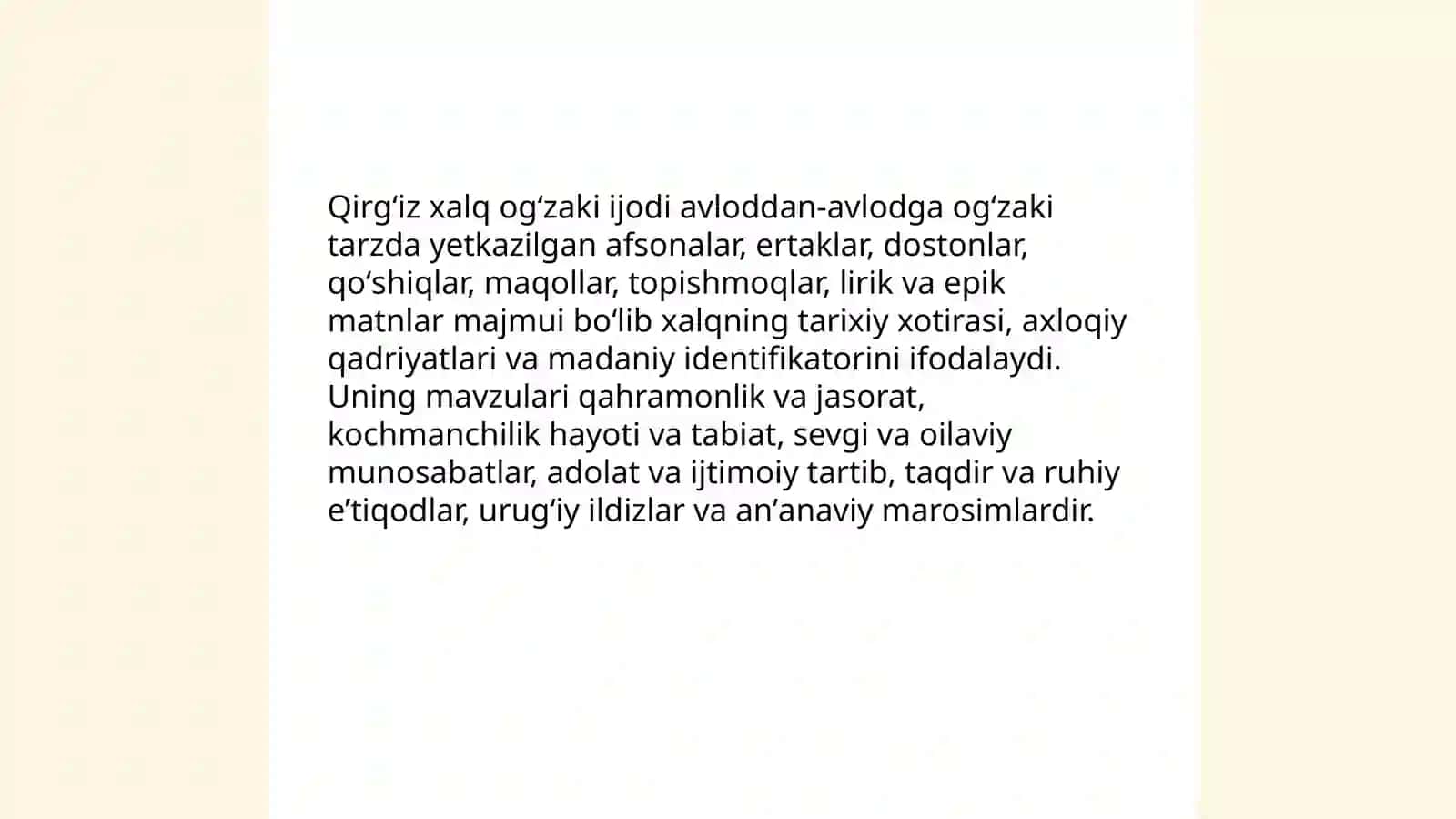 Qirgʻiz xalq ogʻzaki ijodi haqida 3