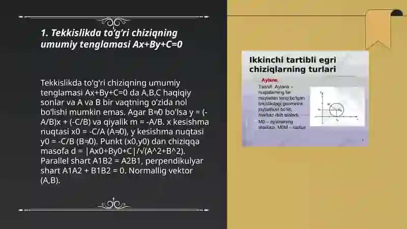 Chiziqning umumiy tenglamasi 3