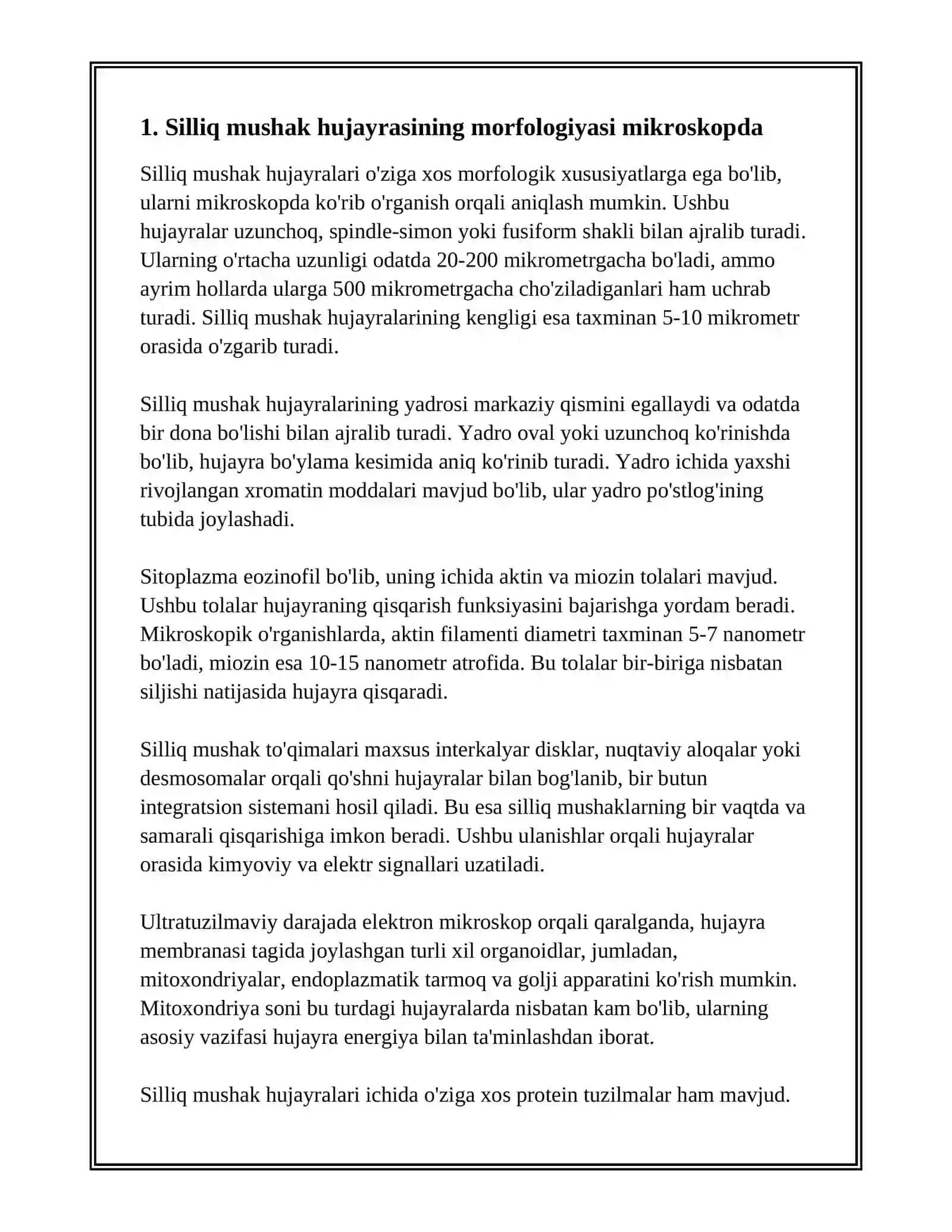MUSKUL TO'QIMALARI. SILLIQ MUSKUL TO'QIMALARINI MIKROSKOPDA KO'RIB O'RGANISH 3