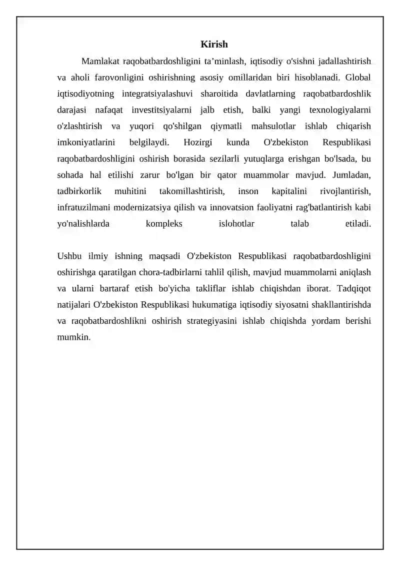 Mamlakat raqobatbardoshligini ta’minlash borasidagi chora-tadbirlar 3