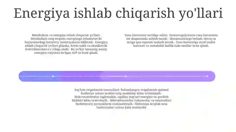 Metabolizm Va Energiyani OʻRganish. Termoregulyatsiya. ToʻGʻRi Ovqatlanish Asoslari 3