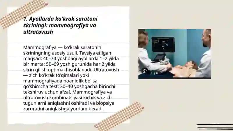 Ayollarga davolash profilaktik yordamini tashkil etish va skring 3