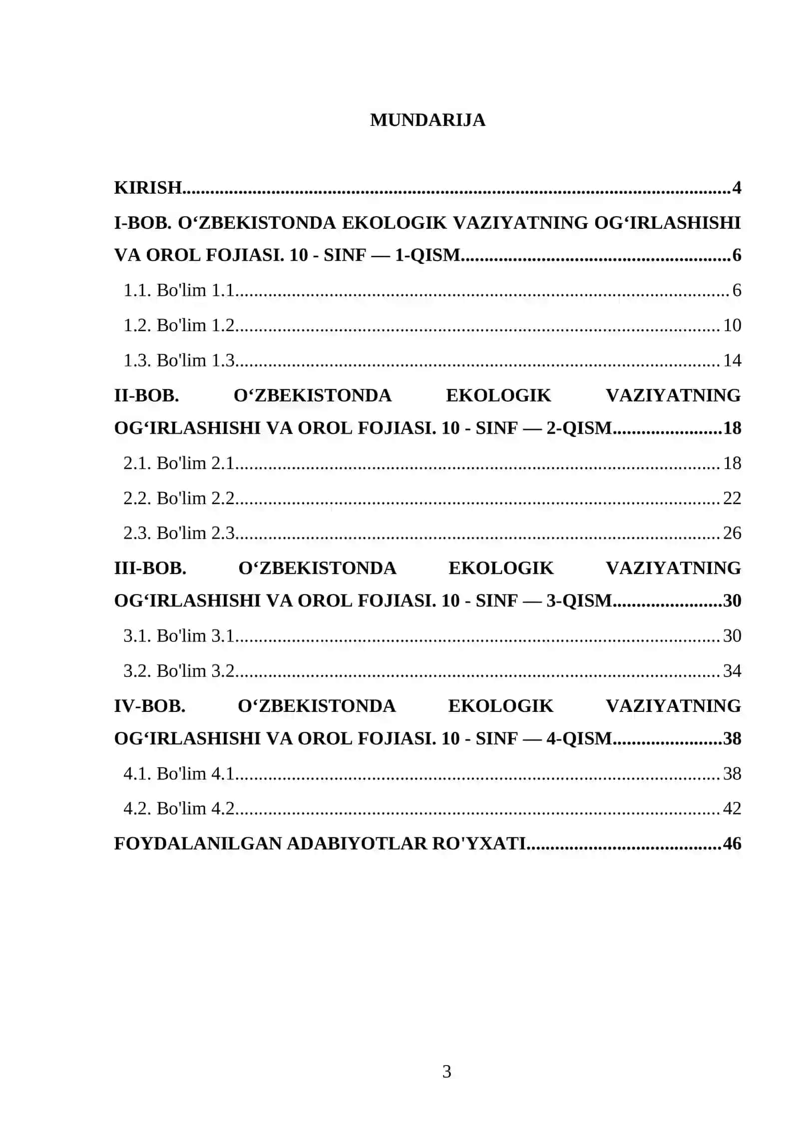 O‘ZBEKISTONDA EKOLOGIK VAZIYATNING OG‘IRLASHISHI VA OROL FOJIASI. 10 - SINF 3
