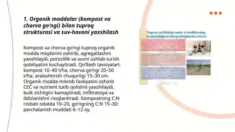 Tuproqning fizik-mexanik va agrokimyoviy xossalarini yaxshilash yoʻllari 3