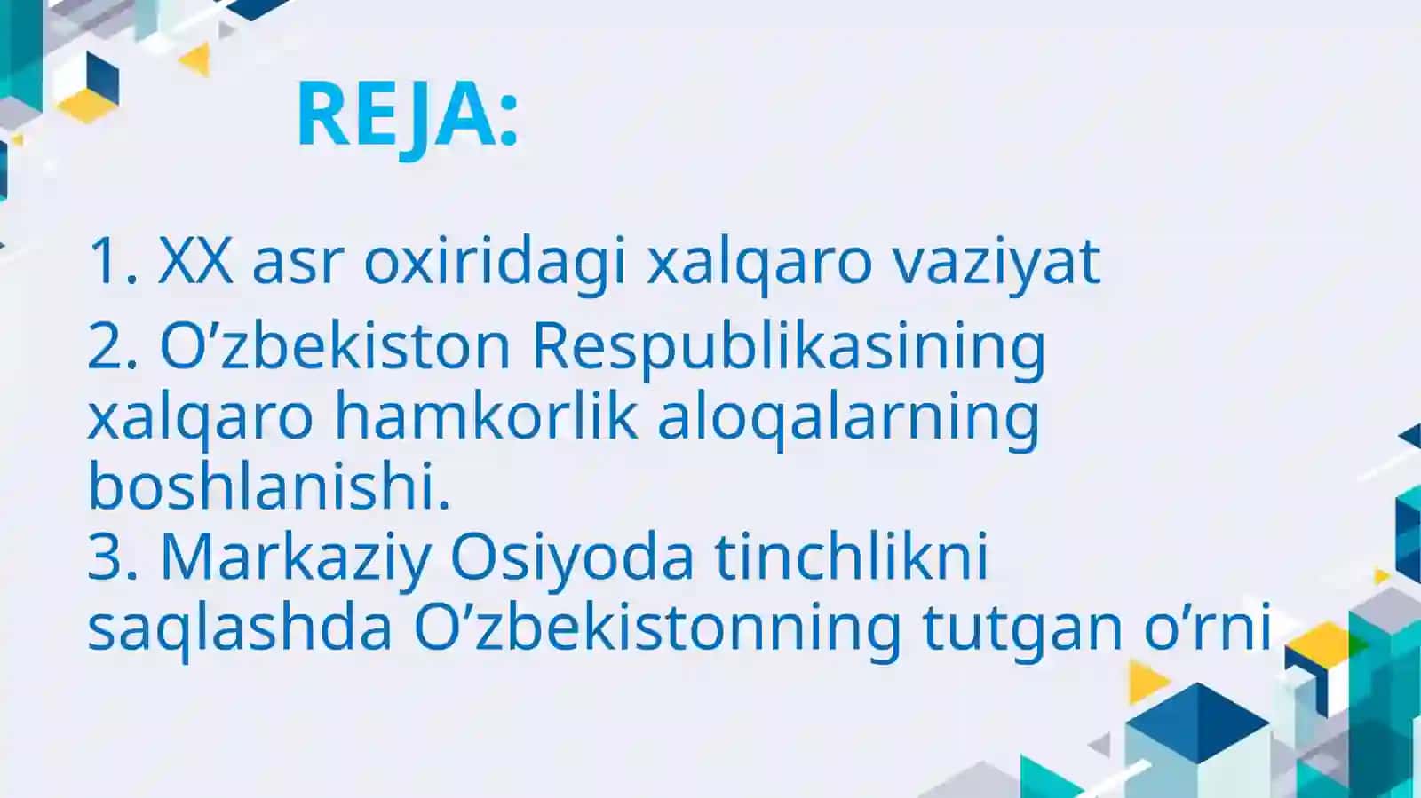 O'ZBEKISTONNING MARKAZIY OSIYODA TINCHLIK VA BARQARORLIKNI TA'MINLASHDAGI O'RNI 3