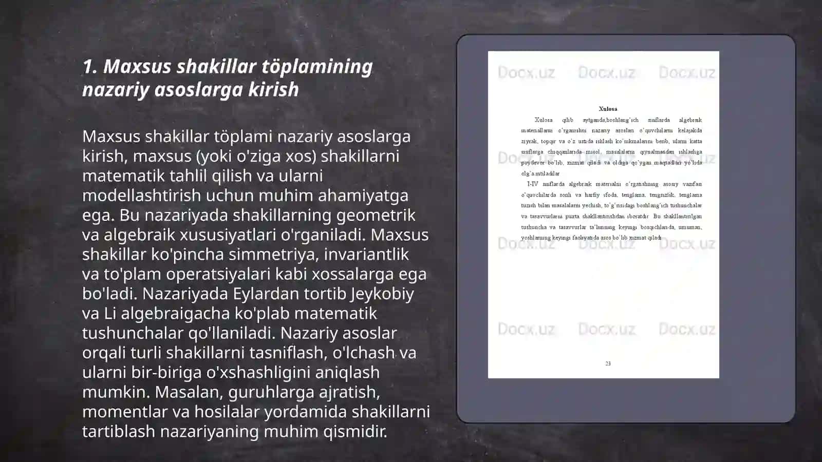 Maxsus shakillar töplamidan foydalanib narsalarni hosil qilishga örgatish metodlari 3