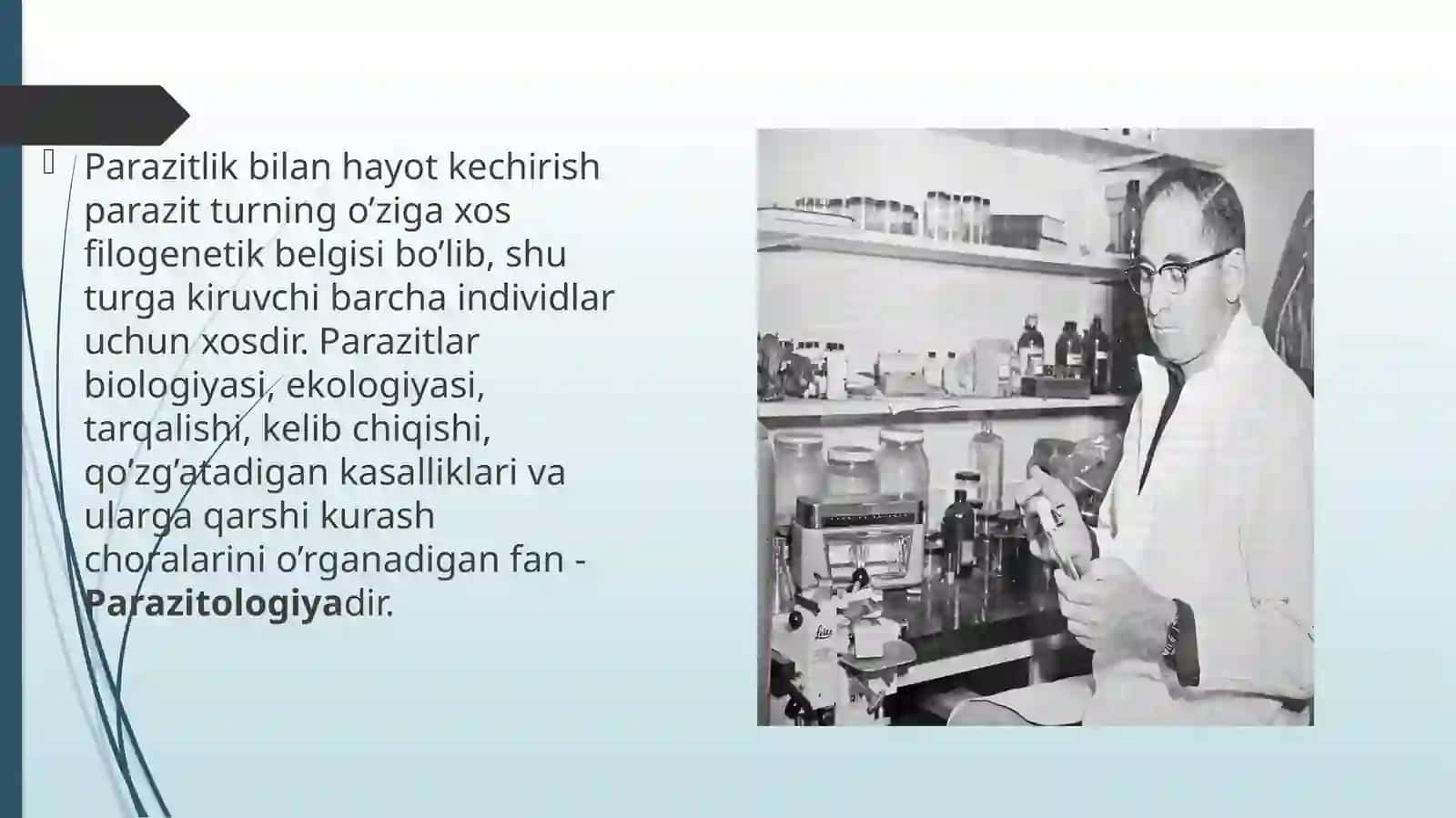 Parazitologiya fanining asosiy bo'limlari 3