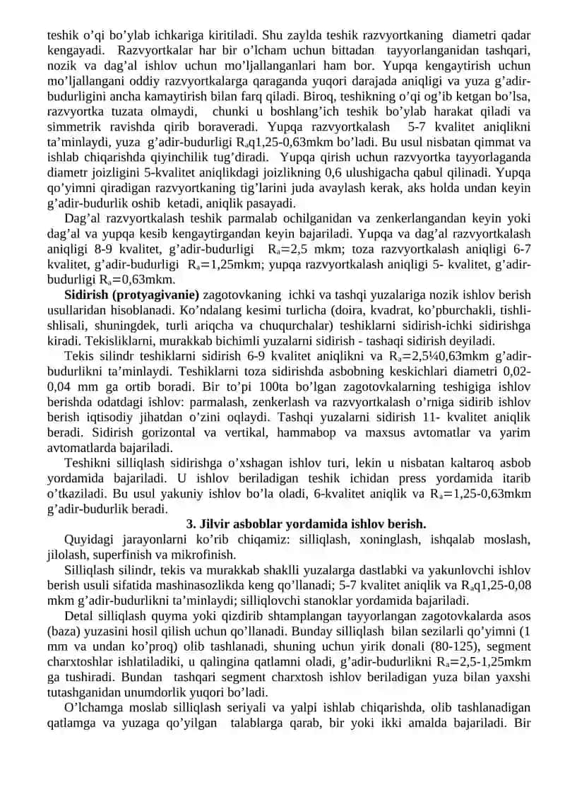 Detallar zagotovkasi yuzasiga ishlov berish 3