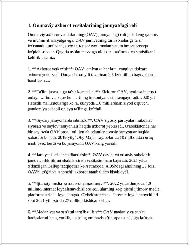 Ommaviy axborot vositalarining jamiyatdagi roli 3