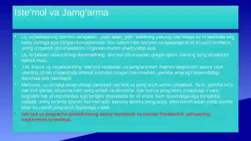 Makroiqtisodiyot Fanidan Mustaqil Ish 3