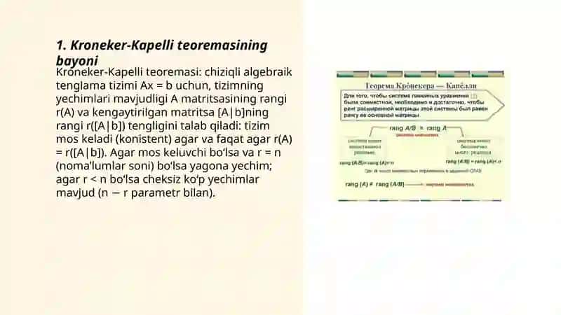 Kroneker-Kapelli teoremasi va uni isboti 3
