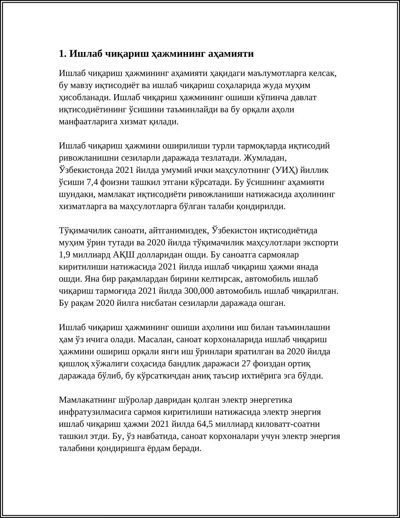 ИШЛАБ ЧИКАРИШ ХАЖМИНИ САМАРАСИГА КУРА ФИРМАНИНГ ОПТИМАЛ УЛЧАМИНИ АНИКЛАШ 3