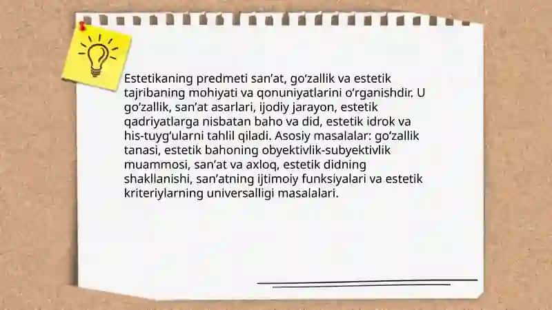 Estetikaning predmeti-Falsafa fanidan 3