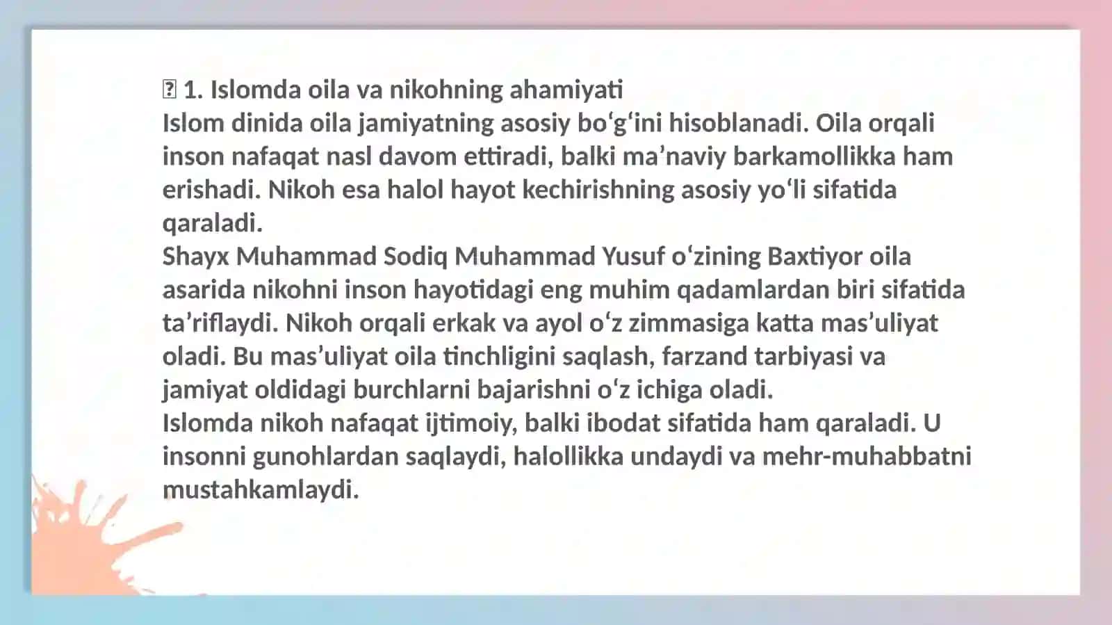 Shayx Muhammad Sodiq Muhammad Yusufning "Baxtiyor oila" 3