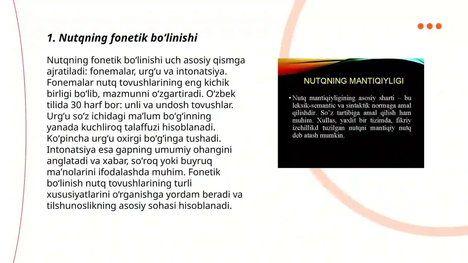 Nutqning fonetik boʻlinishi 3
