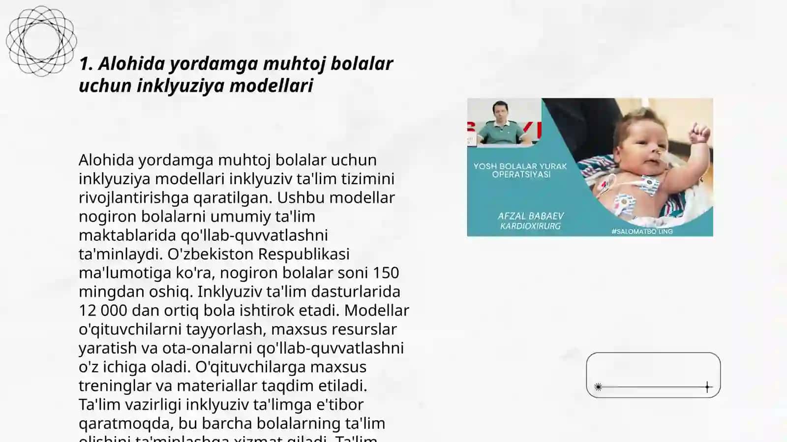 Alohida yordamga muhtoj bolalarda rivojlanishdagi nuqsonining chuqurligi va tuzilishiga qarab inklyuziya modellarini tanlash 3