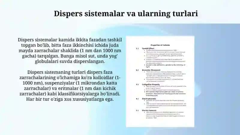 Dispers sistemalar va kolloid eritmalarining molekulyar-kinetik xossalari 3