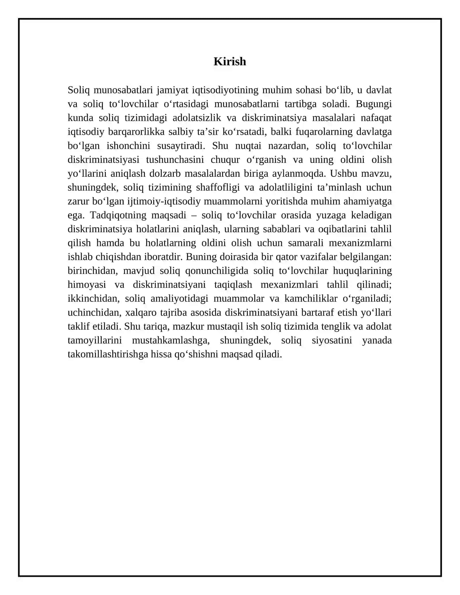 Soliq munosabatida soliq to‘lovchilar diskriminatsiya tushunchasi va uning oldini olish yo‘llari 3