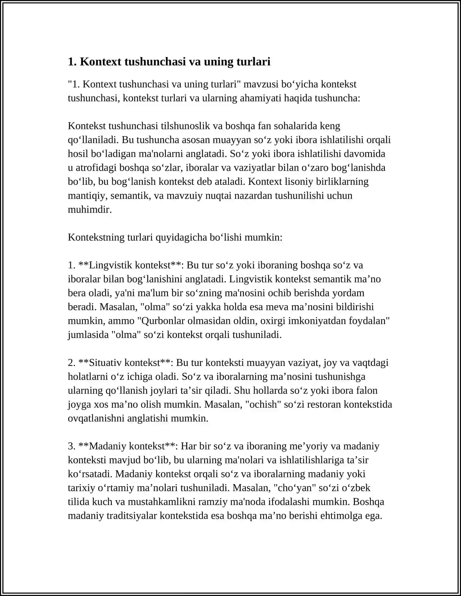 KONTEKST BOʻYICHA SOʻZ VA IBORALARNI TUSHUNISH 3
