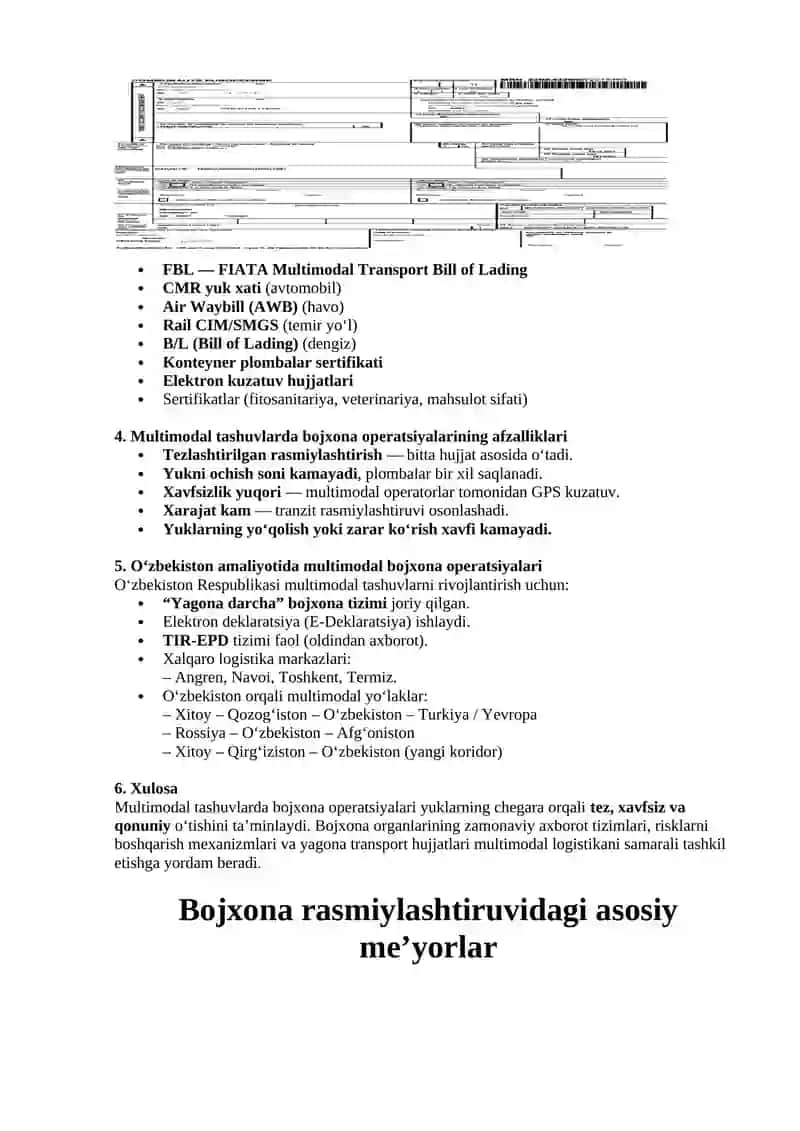 Multimodal tashuvlarda bojxona operatsiyalarining mohiyati 3