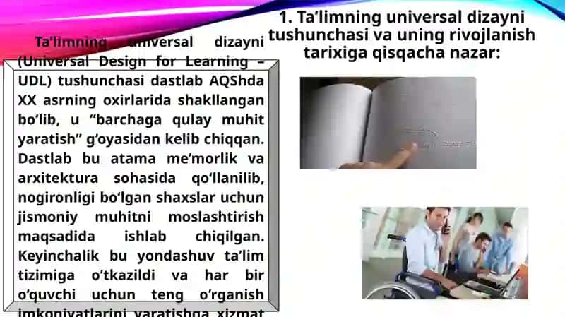 Taʼlimning unversal dizayni (TDU) va Individual taʼlim rejasi (ITR). 3