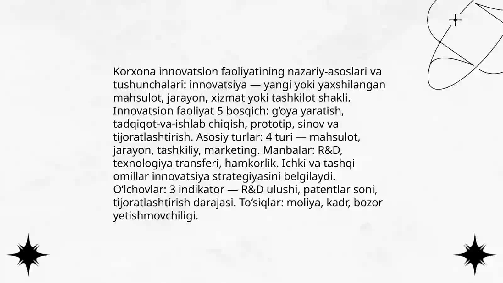 Korxona inavatsiyon faoliyatini taxlil qilish 3