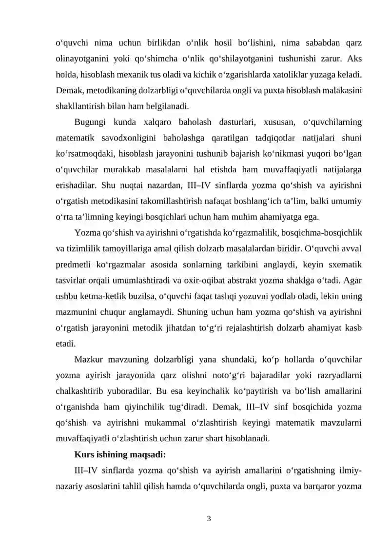 III-IV sinflarda yozma qo'shish va ayirishni o'rgatish metodikasi 3
