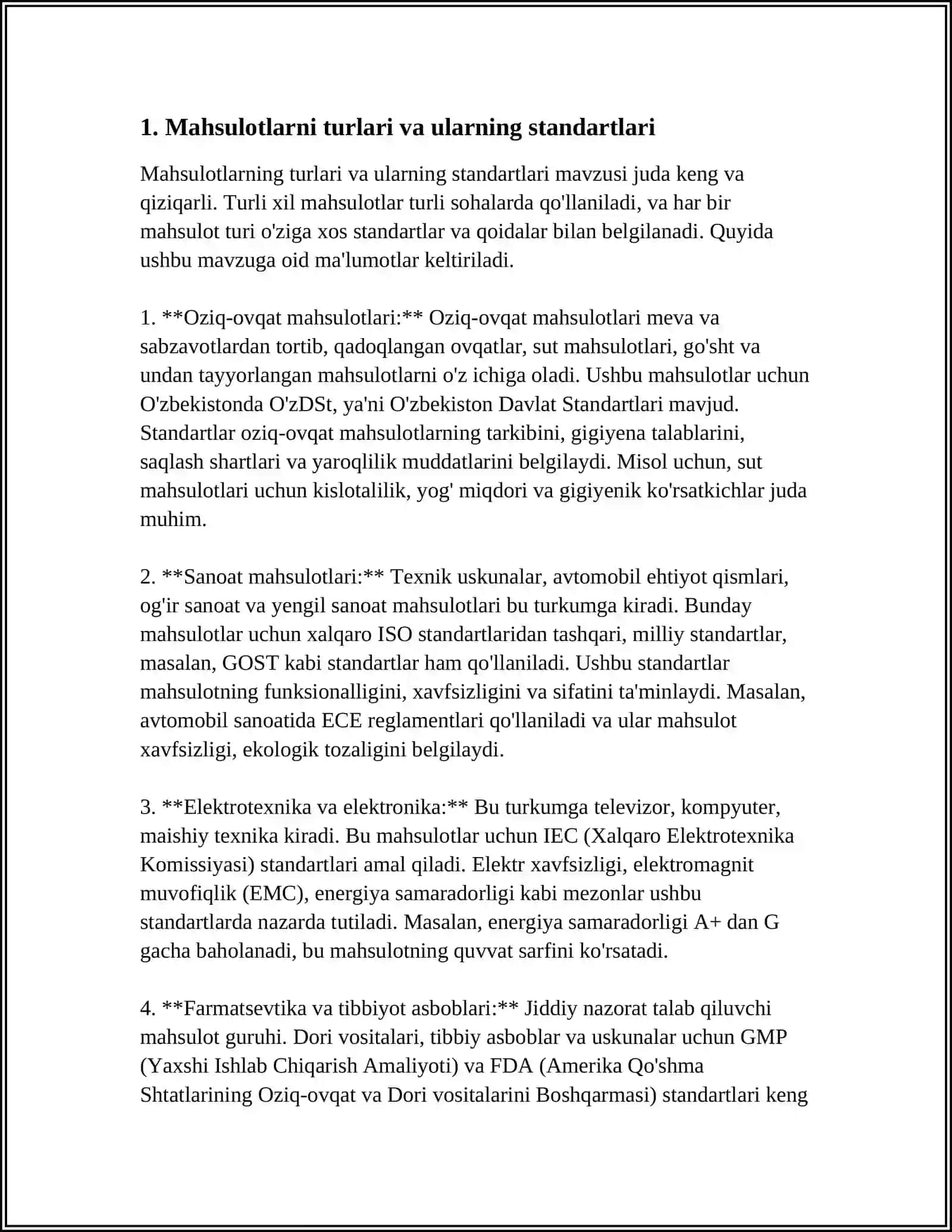 MAHSULOT HAQIDAGI MA'LUMOTLARNI STANDARTLASHTIRISH VA KODLASH 3
