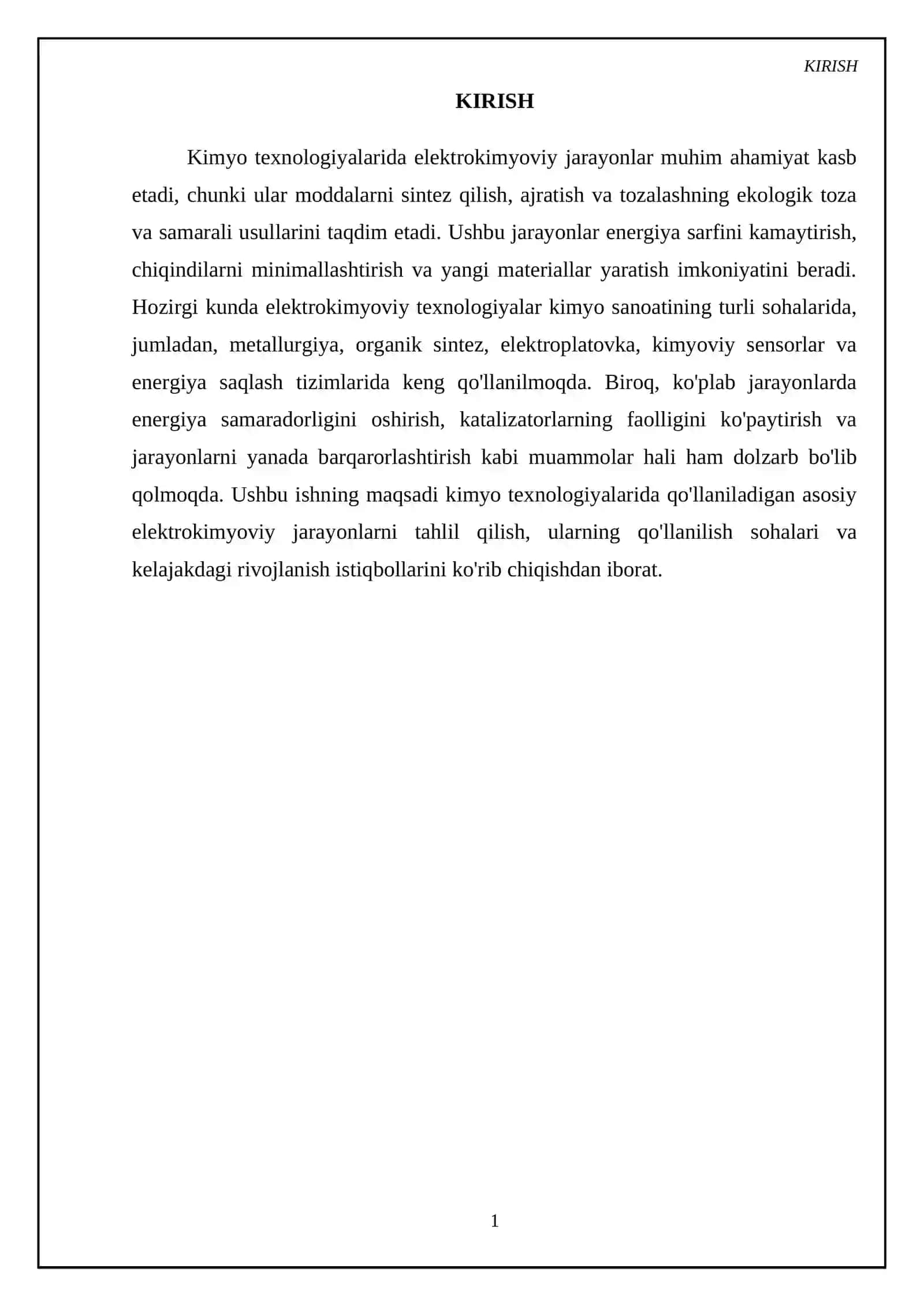 Kimyo texnologiyalarida qoʻllaniladigan elektrokimyoviy jarayonlar 3