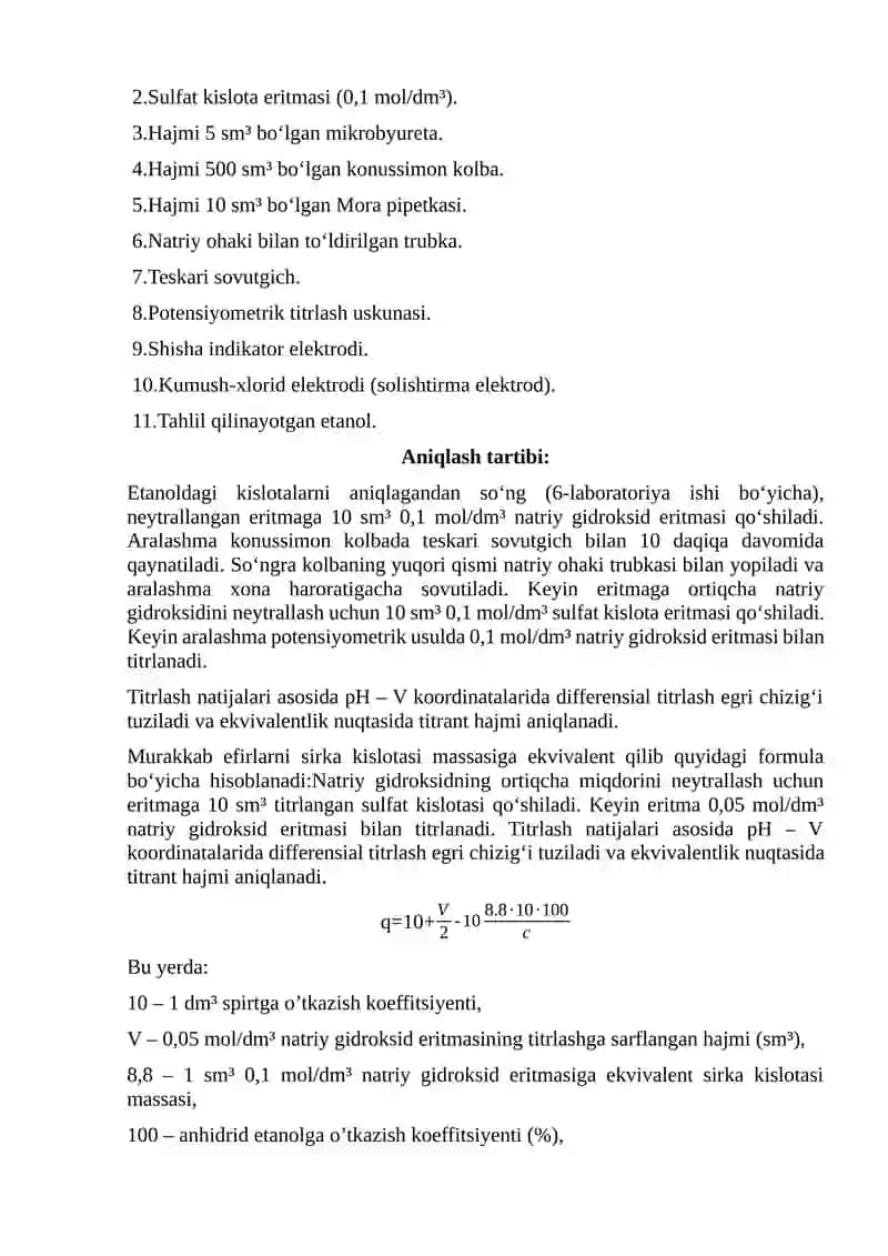 Etanoldagi kislotalarni aniqlash. 3