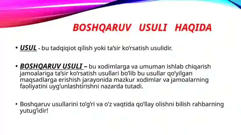 Boshqaruv usullari 3