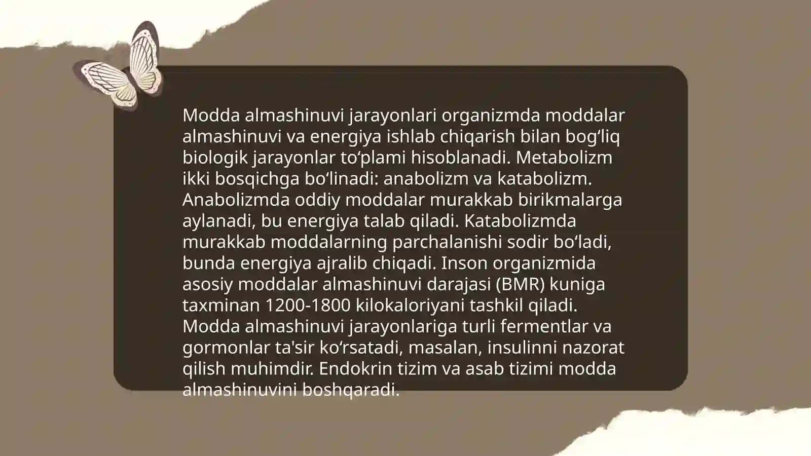 Modda va energiya almashinuvi 3