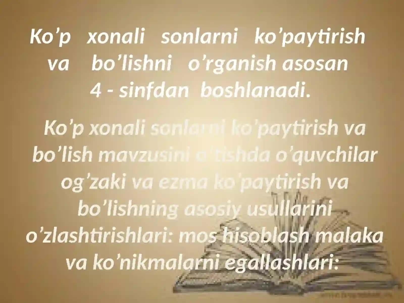 Koʻpaytmaning tarifi, uning mavjudligi va yagonaligi. Koʻpaytirish qonunlari. Koʻpaytmaning yigʻindi orqali tarifi 3