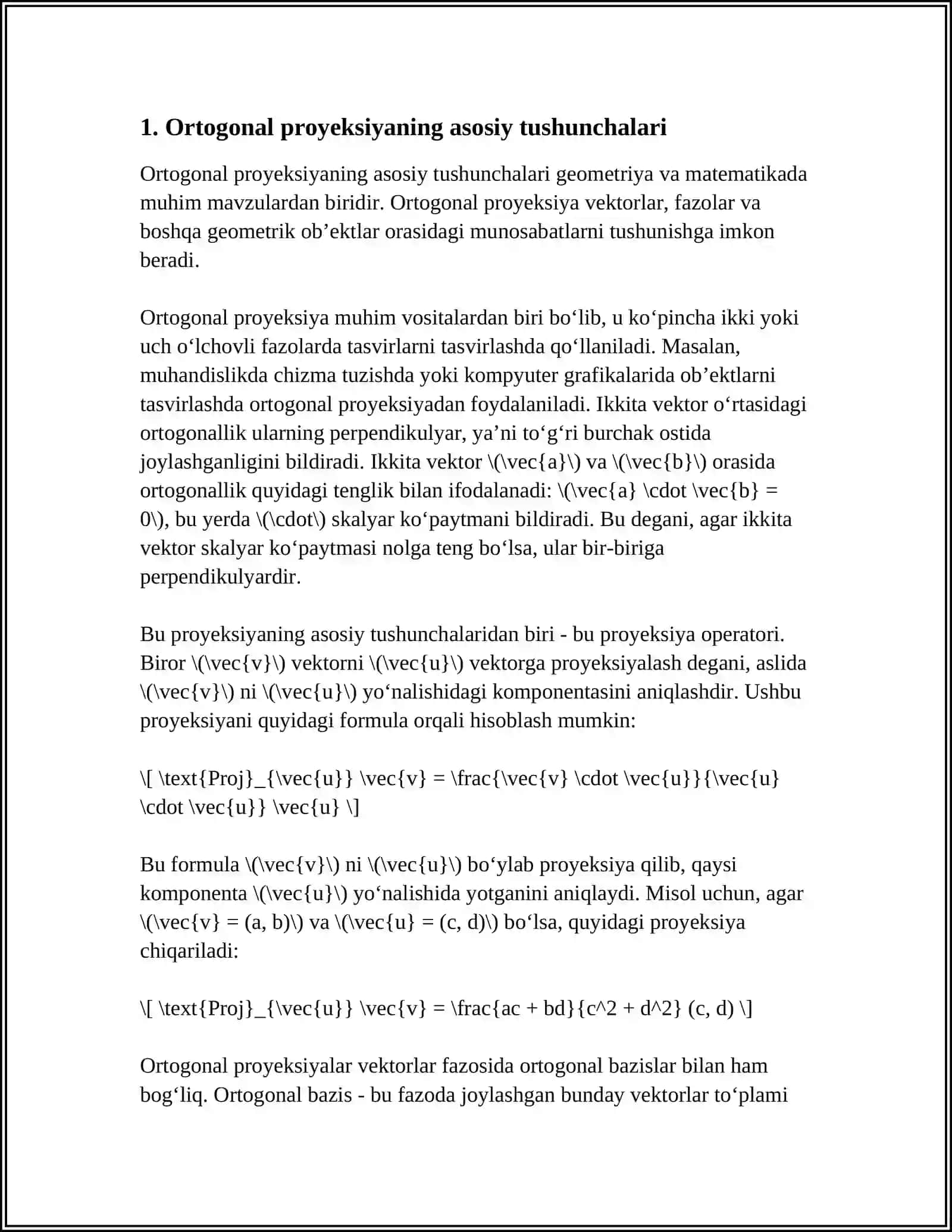 ARTOGANAL PROYEKSIYA ORTOGANAL TOLDIRUVCHI 3