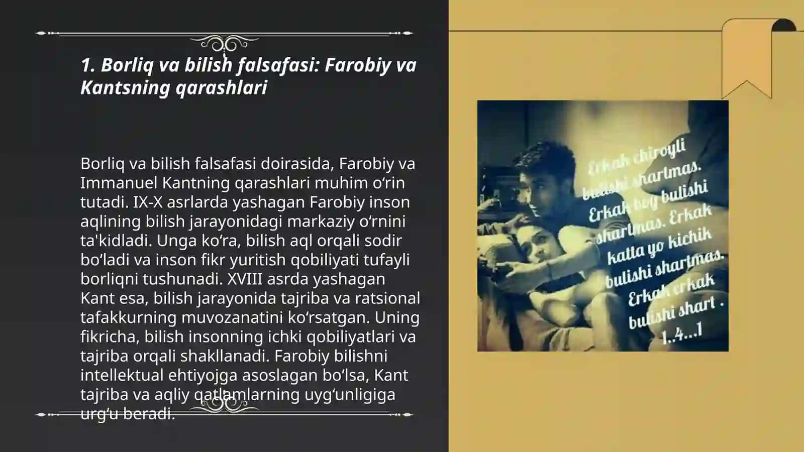Turli davrlardagi Sharq va G'arb mutafakkirlarnning borliq va bilish falsafasi haqidagi qarashlarini 3
