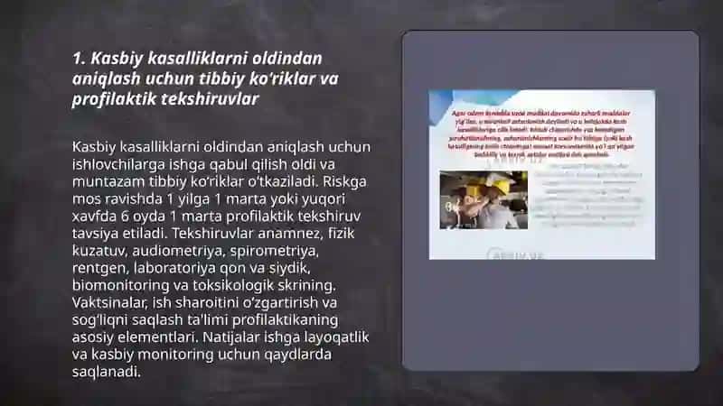 Kasbiy kasalliklarni va ishlab chiqarishdagi jarohatlarni tekshirish, hisobga olish va aniqlash usullari 3
