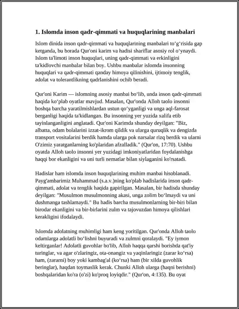 ISLOMDA INSON HUQUQLARI HIMOYASI, IJTIMOIY TENGLIK, ADOLAT VA TOLERANTLIK 3