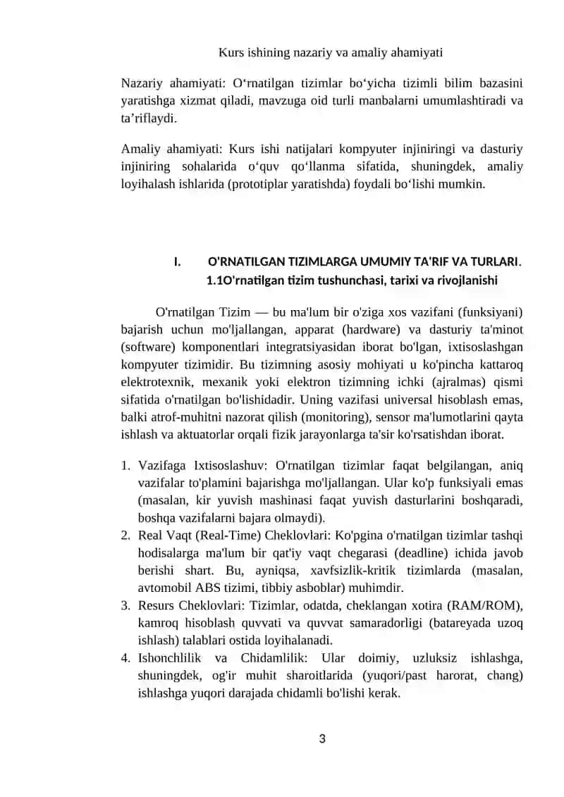 O'RNATILGAN TIZIMLARNING UMUMIY ASOSLARI 3
