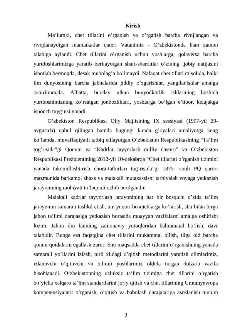 Chet tilini o’qitish metodlari 3