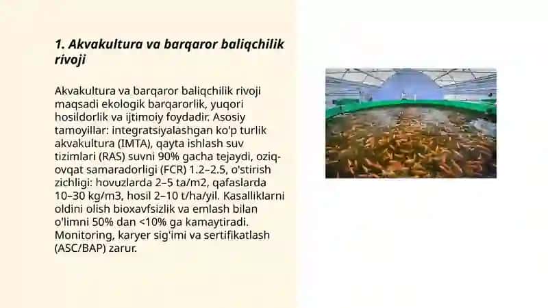 Baliqchilik sohasini rivojlantirish - Akvakultura 3