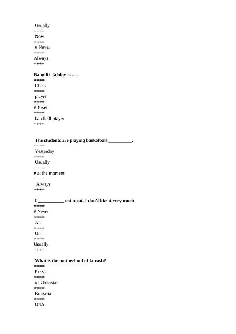 Test for the 2nd year students 3