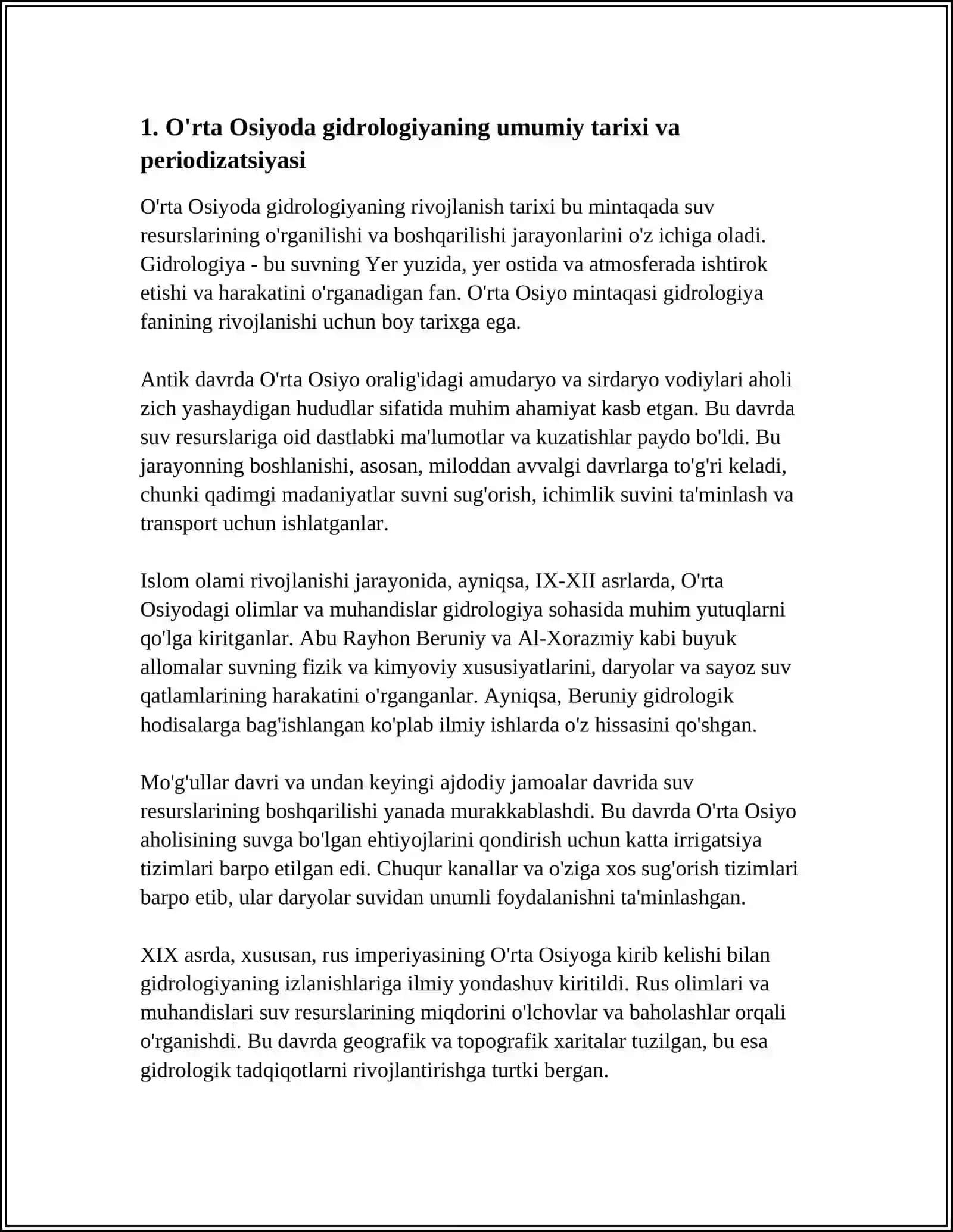 ÔRTA OSIYODA GIDROLOGIYANING RIVOJLANISH TARIXI 3