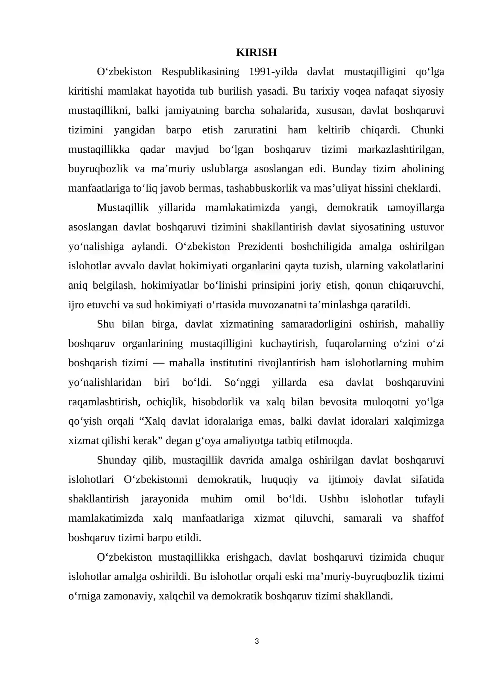 Mustaqillik yillarida davlat boshqaruvi tizimida amalga oshirilgan islohotlar 3