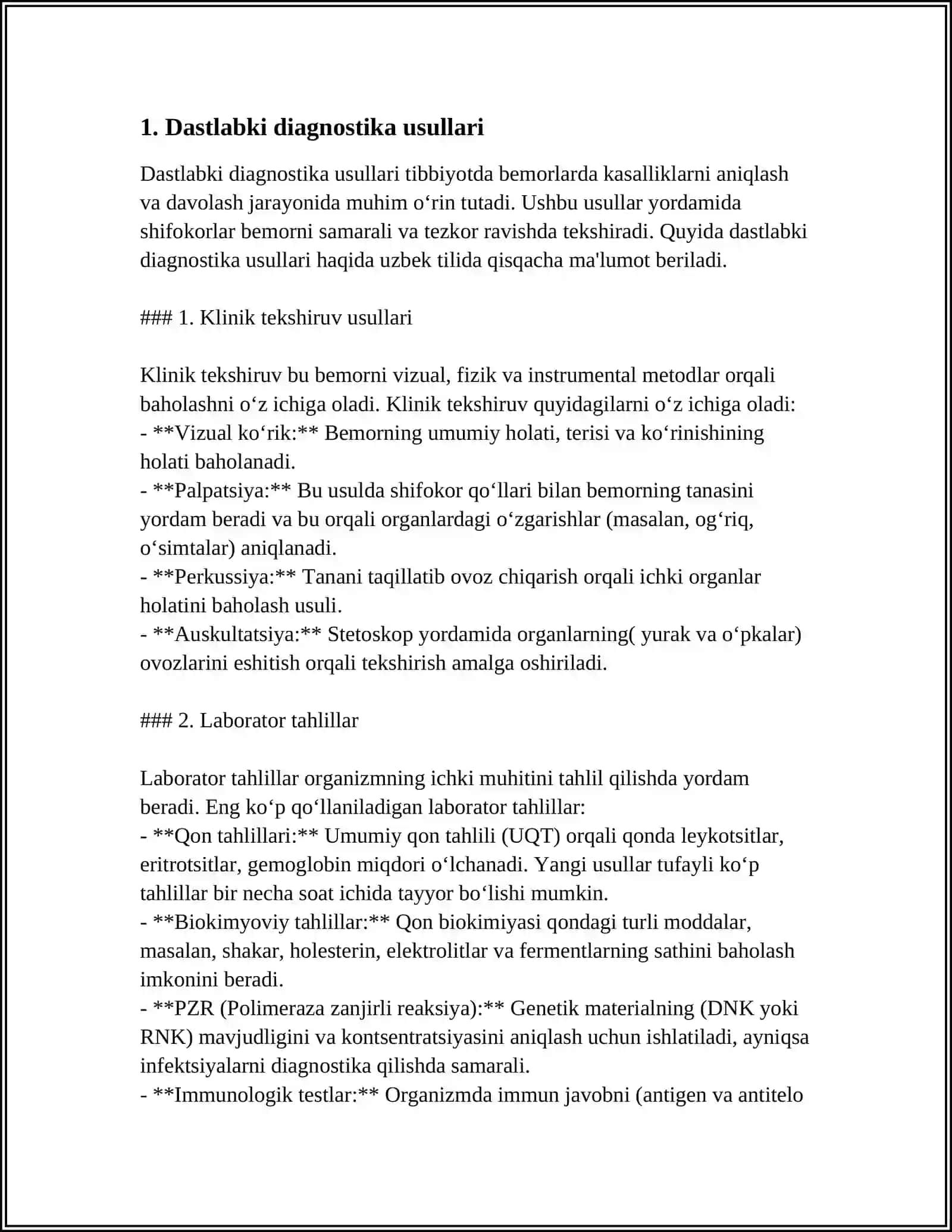 MUSTAQIL ISH Mavzu: DIQATNI DIAGNOSTIKA QILISH METODLARI 3